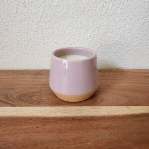 Mini candle glossy light dusty pink terra cotta base